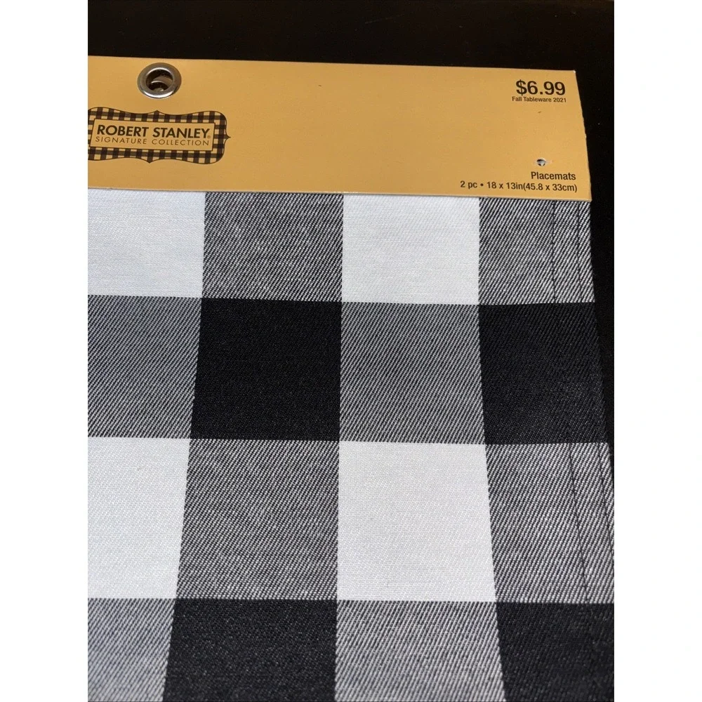 Set 2 ROBERT STANLEY Buffalo Check Placemats Black Red 18